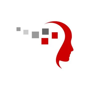 Programmer red silhouette with red and gray cubes vector illustration isolate Stock Illustration