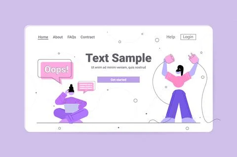 Programmer repairing site with problem connecting electrical plug with socket Stock Illustration