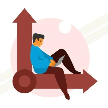Programmer-sits-on-the-clock-hands Stock Illustration