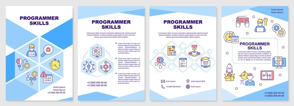 Programmer skills brochure template Illustrazione stock