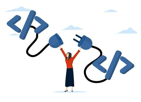 Programmer socket that connects between coding programs Stock Illustration