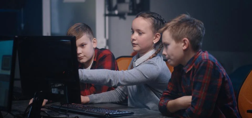 Programmer students brainstorming in class Stock Photos