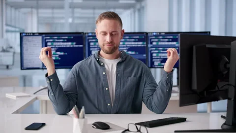 Programmer Takes Mindful Break Stock-Footage 331516032