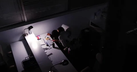 Programmer tapping keys checking code tech office, peer handing doc guiding Stock Footage 309722285