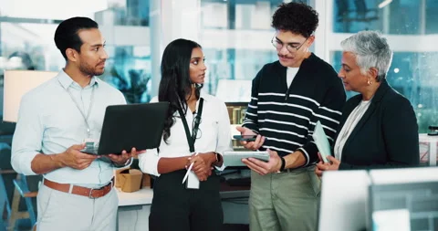 Programmer, team and business people with tablet for idea in office, help or web Stock-Footage 309141399