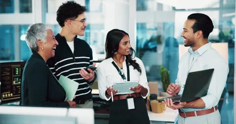 Programmer, team and people high five with laptop for success, project Stock Footage 309002144