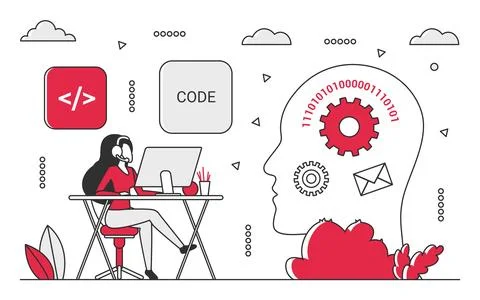 Programmer thinking concept Stock Illustration