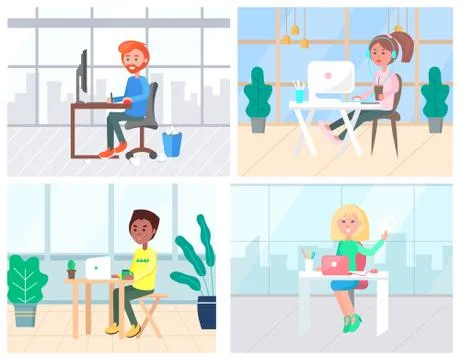 Programmer Thinking on Project in Office Vector Stock Illustration