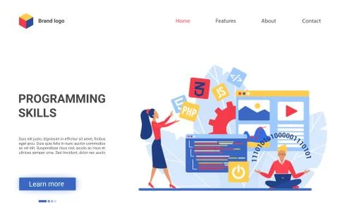 Programmer training course vector illustration, website interface creative Illustrazione stock