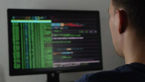 Programmer is typing code or typing an application Stock Footage 154367741