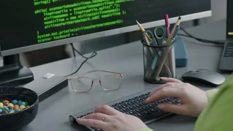 Programmer Typing HTML Code on Computer Stock Footage 276202068