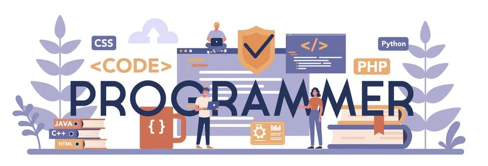 Programmer typographic header concept. Idea of working on Stock-Illustration