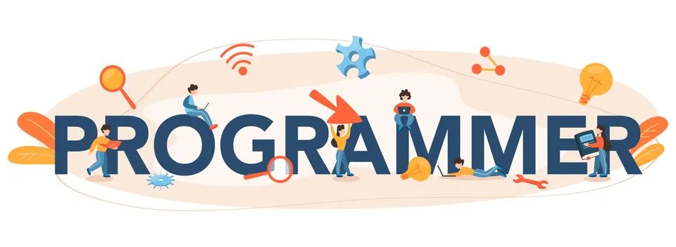 Programmer typographic header. Idea of working on the computer Stock Illustration