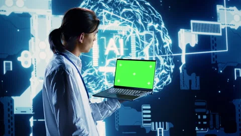 Programmer uses chroma key laptop for AI Stock Footage 249020298