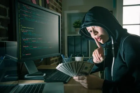 Programmer using code language system crimes Stock Photos