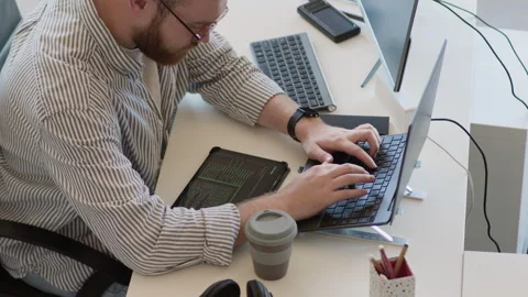 Programmer Using Digital Tablet And Computers Stock-Footage 283206714