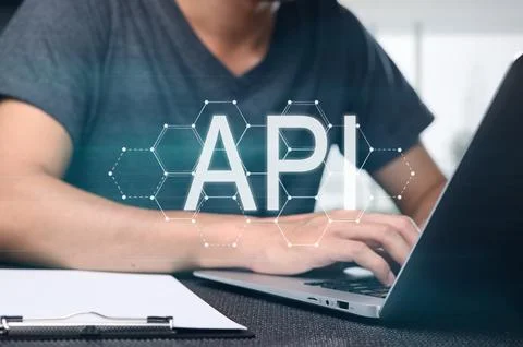 Programmer Using Laptop to Create Application Programming Interface 写真素材