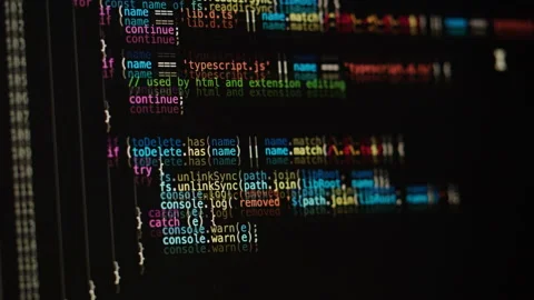 Programmer using laptop. Program code and script data on the screen close-up Video stock 192469463