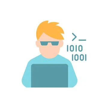 Programmer vector flat color icon Stock Illustration