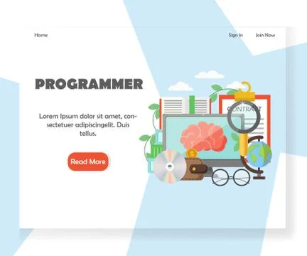 Programmer vector website landing page design template Illustrazione stock