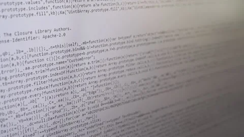 Programmer Views the HTML Code of the Page on a Screen of a Computer Monitor. 4K Stock Footage 217729870