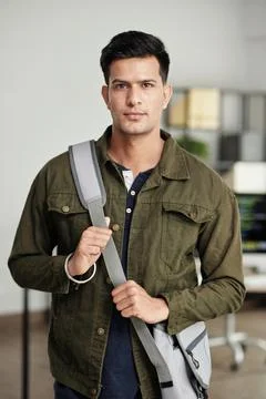 Programmer Wearing Crossbody Bag Stock Photos