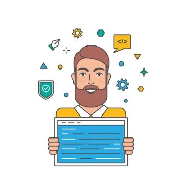 Programmer, web developer, coder vector illustration 스톡 일러스트