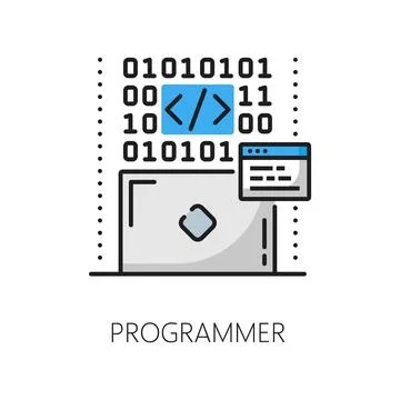 Programmer, web development specialist line icon 스톡 일러스트