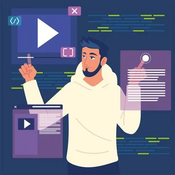 Programmer with websites and codes Stock-Illustration