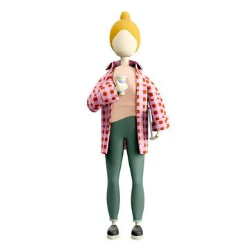 Programmer woman 3D illustration Stock Illustration
