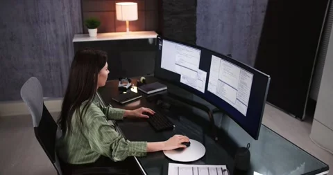 Programmer Woman Coding On Computer Stock Footage 229752641