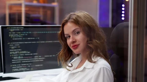 Programmer Woman Coding On Computer Video stock 254851629