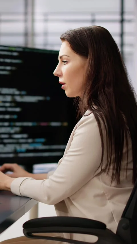 Programmer Woman Coding On Computer Stock Footage 267231880