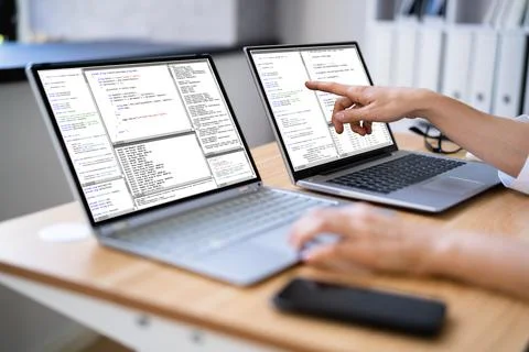 Programmer Woman Coding 写真素材