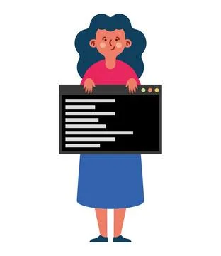 Programmer woman coding technology Stock Illustration
