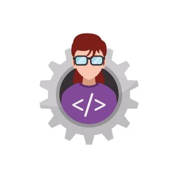 Programmer woman faceless glasses イラスト素材