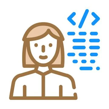 Programmer woman job color icon vector illustration Stock Illustration