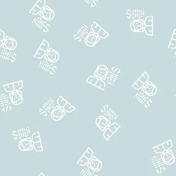 Programmer woman job line vector seamless pattern Stock Illustration