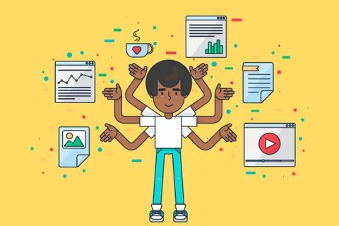 Programmer at work african seo specialist coding 스톡 일러스트
