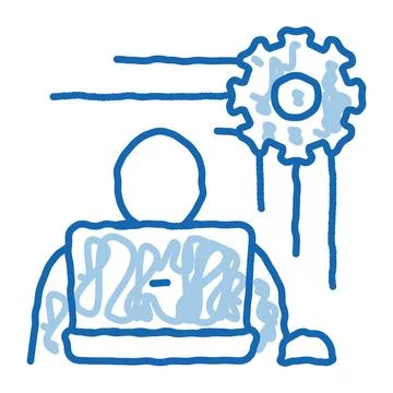 Programmer Work doodle icon hand drawn illustration 스톡 일러스트