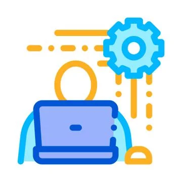 Programmer Work Icon Vector Outline Illustration Stock-Illustration