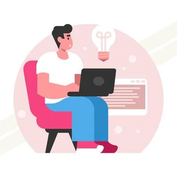 Programmer-at-work Stock Illustration