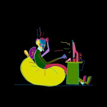 Programmer at work, sketch for your design Stock-Illustration