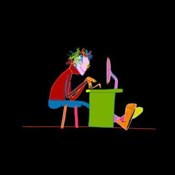 Programmer at work, sketch for your design Stock-Illustration