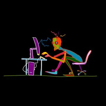 Programmer at work, sketch for your design Stock-Illustration