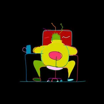 Programmer at work, sketch for your design Stock-Illustration