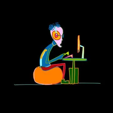 Programmer at work, sketch for your design Stock-Illustration