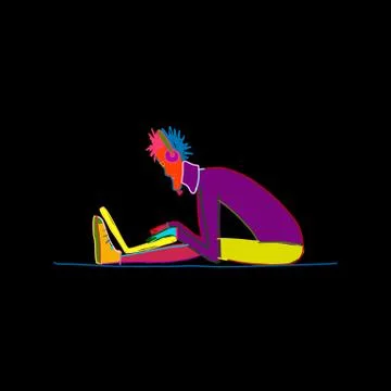 Programmer at work, sketch for your design Stock-Illustration