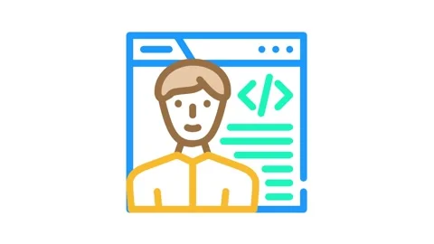 Programmer worker color icon animation Stock-Footage 156662116
