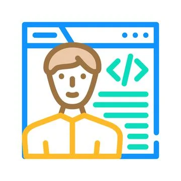 Programmer worker color icon vector illustration Illustrazione stock